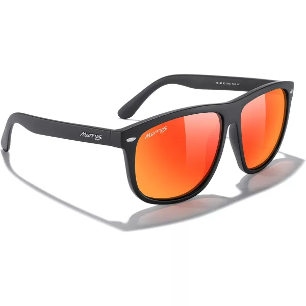 MERRYS Mens Oversized Square Polarized Sunglasses for Driving Fishing Golfing UV400 Protection S8147Matte Black FrameRed Mirror Lens