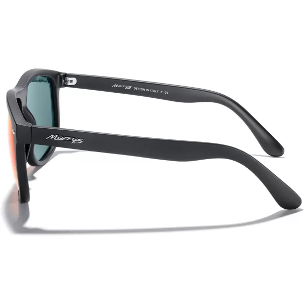 MERRYS Mens Oversized Square Polarized Sunglasses for Driving Fishing Golfing UV400 Protection S8147Matte Black FrameRed Mirror Lens