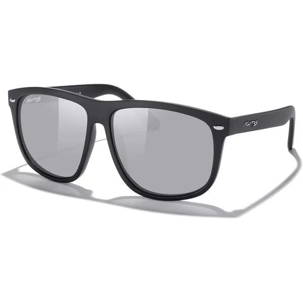 MERRYS Mens Oversized Square Polarized Sunglasses for Driving Fishing Golfing UV400 Protection S8147Matte Black FrameSilver Mirror Lens