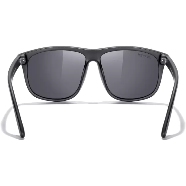 MERRYS Mens Oversized Square Polarized Sunglasses for Driving Fishing Golfing UV400 Protection S8147Matte Black FrameSilver Mirror Lens