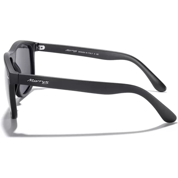 MERRYS Mens Oversized Square Polarized Sunglasses for Driving Fishing Golfing UV400 Protection S8147Matte Black FrameSilver Mirror Lens