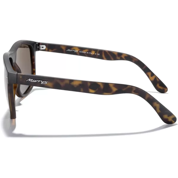 MERRYS Mens Oversized Square Polarized Sunglasses for Driving Fishing Golfing UV400 Protection S8147Matte Leopard FrameBrown Gradient Lens