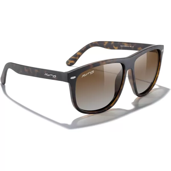 MERRYS Mens Oversized Square Polarized Sunglasses for Driving Fishing Golfing UV400 Protection S8147Matte Leopard FrameBrown Gradient Lens