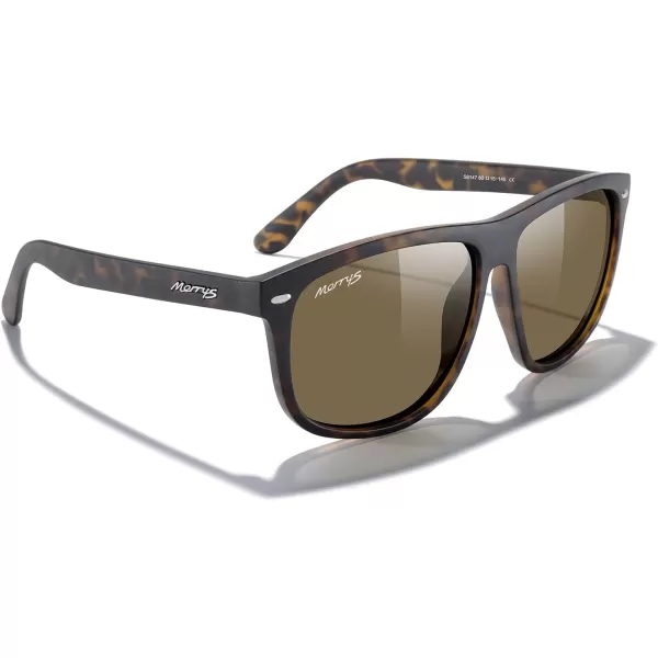 MERRYS Mens Oversized Square Polarized Sunglasses for Driving Fishing Golfing UV400 Protection S8147Matte Leopard FrameBrown Lens