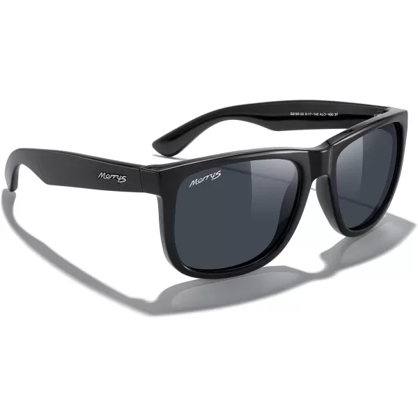 MERRYS Mens Rectangular Polarized Sunglasses UV400 Protection for Driving Fishing Hiking Golf Outdoor Sport Glasses S8165Black FrameBlack Lens
