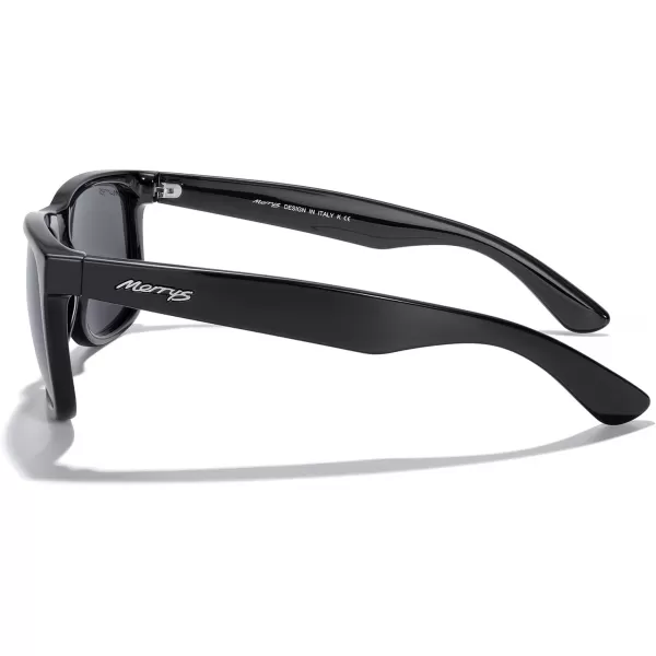MERRYS Mens Rectangular Polarized Sunglasses UV400 Protection for Driving Fishing Hiking Golf Outdoor Sport Glasses S8165Black FrameBlack Lens