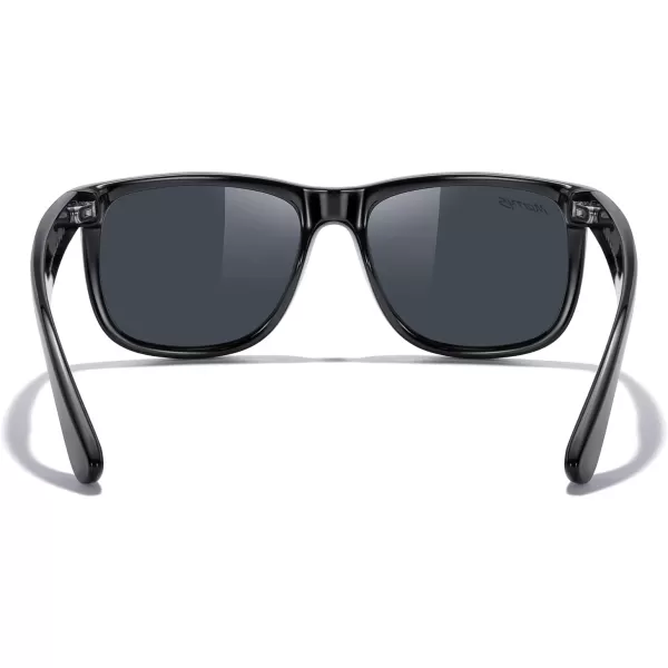 MERRYS Mens Rectangular Polarized Sunglasses UV400 Protection for Driving Fishing Hiking Golf Outdoor Sport Glasses S8165Black FrameBlack Lens