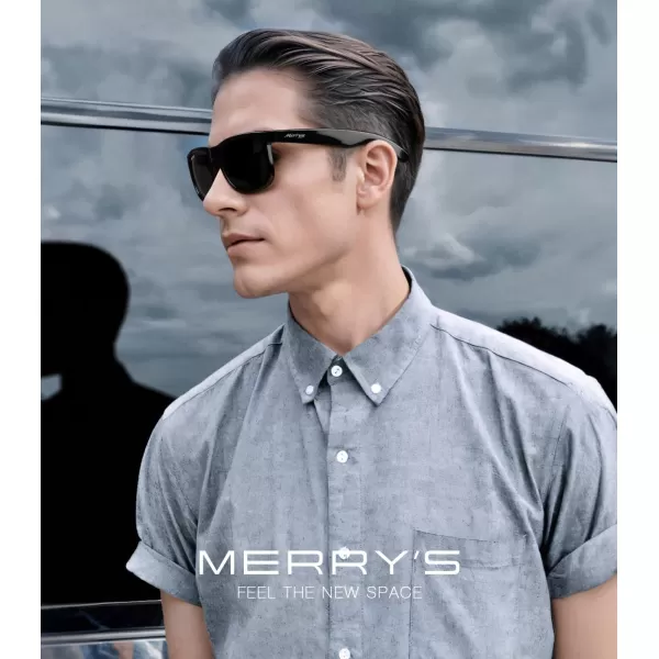 MERRYS Mens Rectangular Polarized Sunglasses UV400 Protection for Driving Fishing Hiking Golf Outdoor Sport Glasses S8165Black FrameBlack Lens