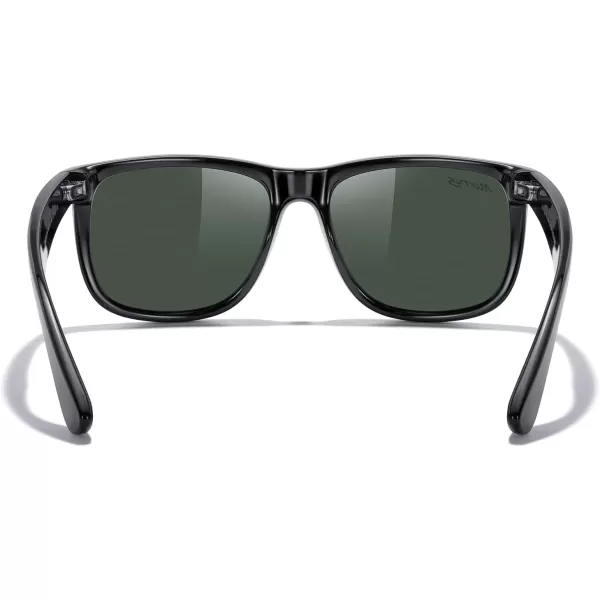 MERRYS Mens Rectangular Polarized Sunglasses UV400 Protection for Driving Fishing Hiking Golf Outdoor Sport Glasses S8165Black FrameG15 Lens