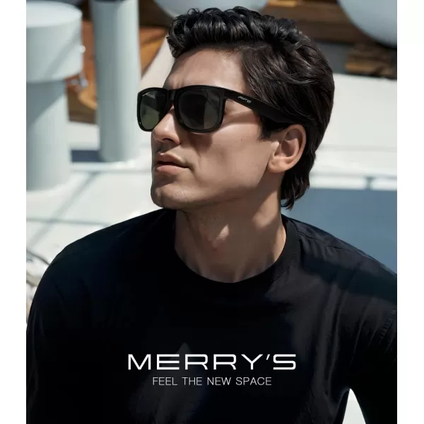 MERRYS Mens Rectangular Polarized Sunglasses UV400 Protection for Driving Fishing Hiking Golf Outdoor Sport Glasses S8165Black FrameG15 Lens