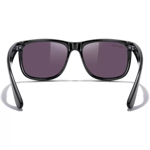 MERRYS Mens Rectangular Polarized Sunglasses UV400 Protection for Driving Fishing Hiking Golf Outdoor Sport Glasses S8165Black FrameGreen Mirror Lens
