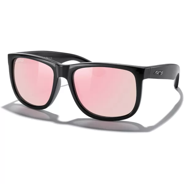 MERRYS Mens Rectangular Polarized Sunglasses UV400 Protection for Driving Fishing Hiking Golf Outdoor Sport Glasses S8165Black FramePink Mirror Lens