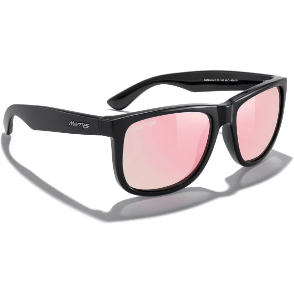 MERRYS Mens Rectangular Polarized Sunglasses UV400 Protection for Driving Fishing Hiking Golf Outdoor Sport Glasses S8165Black FramePink Mirror Lens