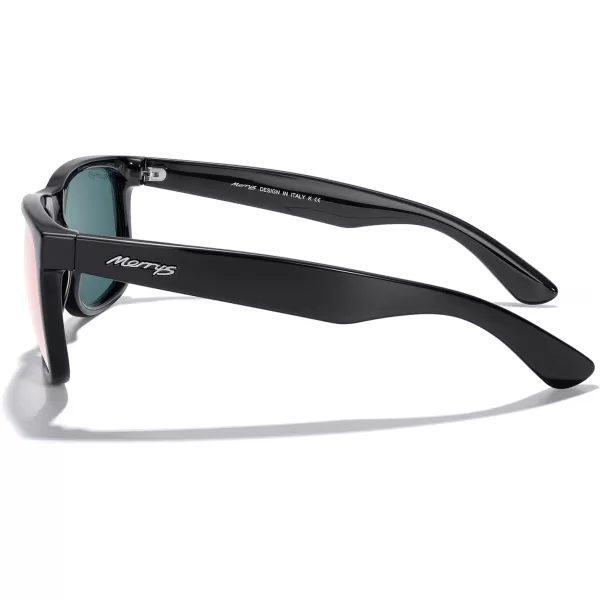 MERRYS Mens Rectangular Polarized Sunglasses UV400 Protection for Driving Fishing Hiking Golf Outdoor Sport Glasses S8165Black FramePink Mirror Lens
