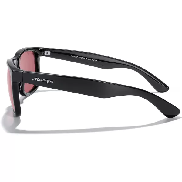 MERRYS Mens Rectangular Polarized Sunglasses UV400 Protection for Driving Fishing Hiking Golf Outdoor Sport Glasses S8165Black FrameRed Lens