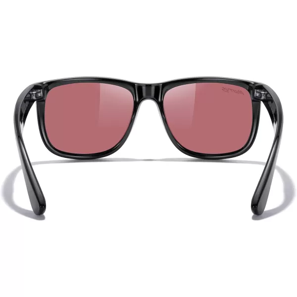 MERRYS Mens Rectangular Polarized Sunglasses UV400 Protection for Driving Fishing Hiking Golf Outdoor Sport Glasses S8165Black FrameRed Lens