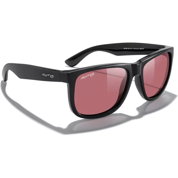 MERRYS Mens Rectangular Polarized Sunglasses UV400 Protection for Driving Fishing Hiking Golf Outdoor Sport Glasses S8165Black FrameRed Lens