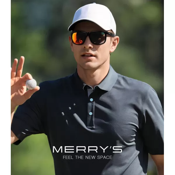 MERRYS Mens Rectangular Polarized Sunglasses UV400 Protection for Driving Fishing Hiking Golf Outdoor Sport Glasses S8165Black FrameRed Mirror Lens