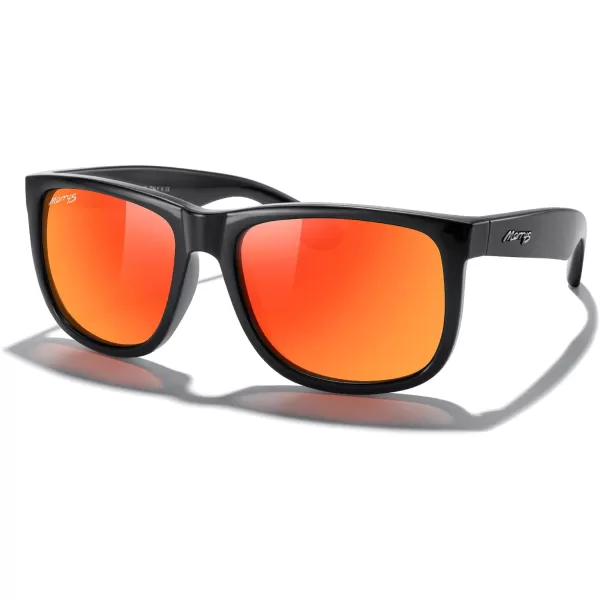 MERRYS Mens Rectangular Polarized Sunglasses UV400 Protection for Driving Fishing Hiking Golf Outdoor Sport Glasses S8165Black FrameRed Mirror Lens