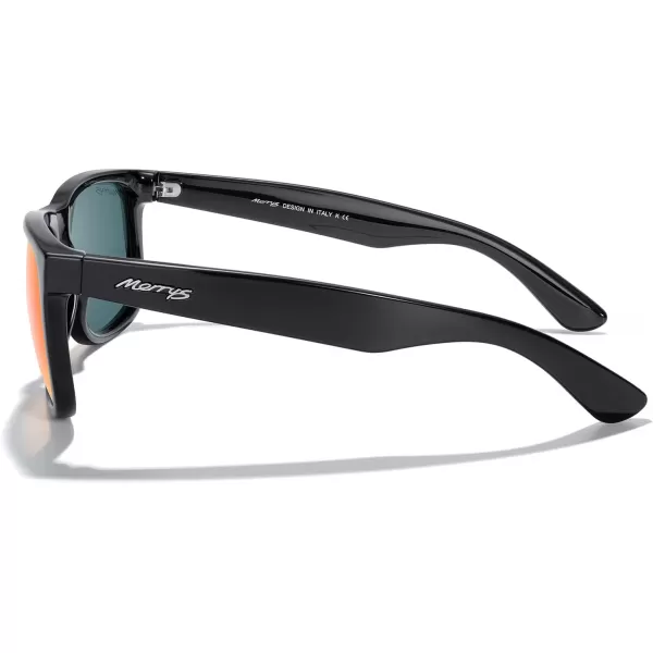 MERRYS Mens Rectangular Polarized Sunglasses UV400 Protection for Driving Fishing Hiking Golf Outdoor Sport Glasses S8165Black FrameRed Mirror Lens