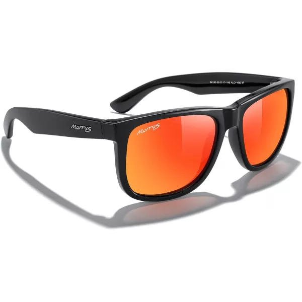 MERRYS Mens Rectangular Polarized Sunglasses UV400 Protection for Driving Fishing Hiking Golf Outdoor Sport Glasses S8165Black FrameRed Mirror Lens