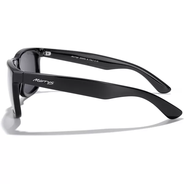MERRYS Mens Rectangular Polarized Sunglasses UV400 Protection for Driving Fishing Hiking Golf Outdoor Sport Glasses S8165Black FrameSilver Mirror Lens