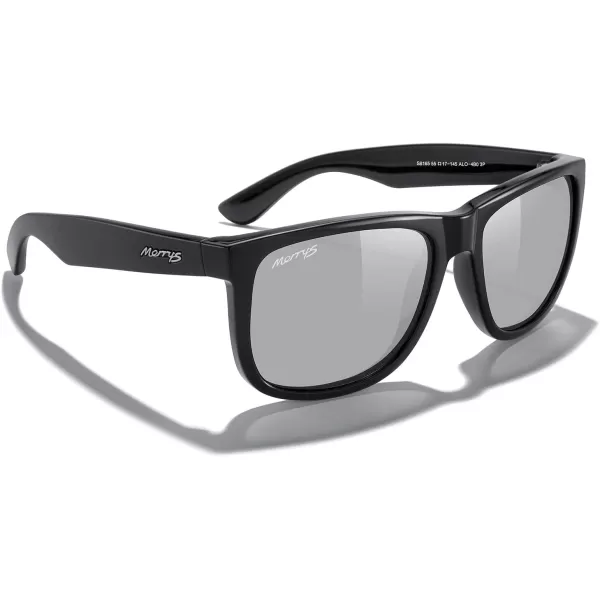 MERRYS Mens Rectangular Polarized Sunglasses UV400 Protection for Driving Fishing Hiking Golf Outdoor Sport Glasses S8165Black FrameSilver Mirror Lens