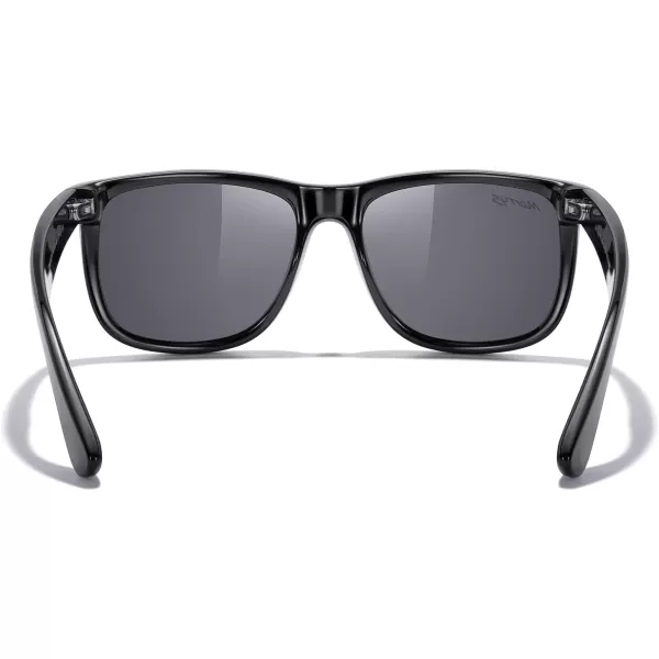 MERRYS Mens Rectangular Polarized Sunglasses UV400 Protection for Driving Fishing Hiking Golf Outdoor Sport Glasses S8165Black FrameSilver Mirror Lens
