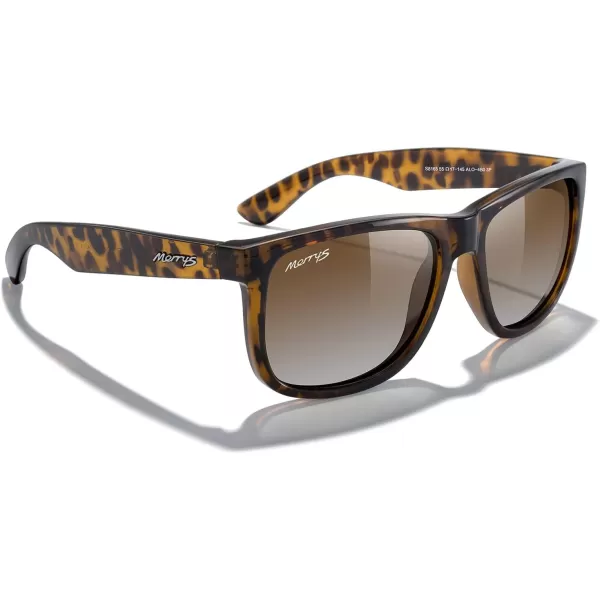 MERRYS Mens Rectangular Polarized Sunglasses UV400 Protection for Driving Fishing Hiking Golf Outdoor Sport Glasses S8165Leopard FrameBrown Gradient Lens