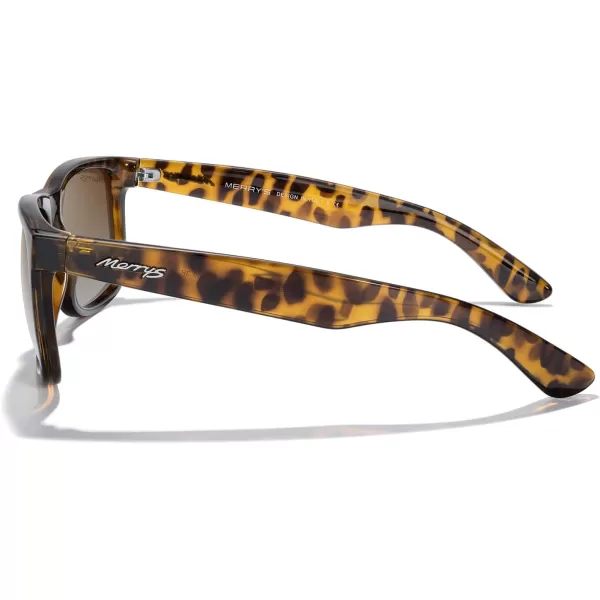 MERRYS Mens Rectangular Polarized Sunglasses UV400 Protection for Driving Fishing Hiking Golf Outdoor Sport Glasses S8165Leopard FrameBrown Gradient Lens