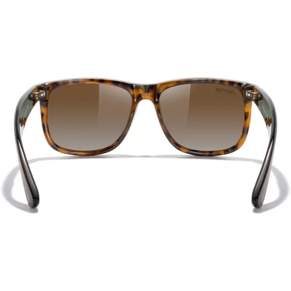 MERRYS Mens Rectangular Polarized Sunglasses UV400 Protection for Driving Fishing Hiking Golf Outdoor Sport Glasses S8165Leopard FrameBrown Gradient Lens