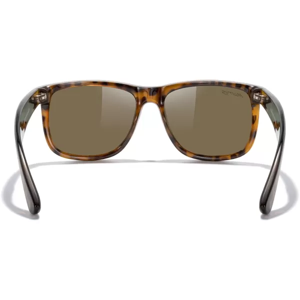 MERRYS Mens Rectangular Polarized Sunglasses UV400 Protection for Driving Fishing Hiking Golf Outdoor Sport Glasses S8165Leopard FrameBrown Lens