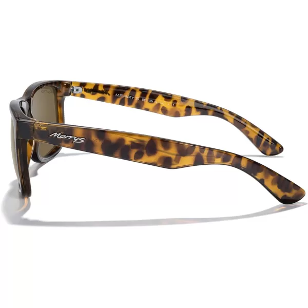 MERRYS Mens Rectangular Polarized Sunglasses UV400 Protection for Driving Fishing Hiking Golf Outdoor Sport Glasses S8165Leopard FrameBrown Lens