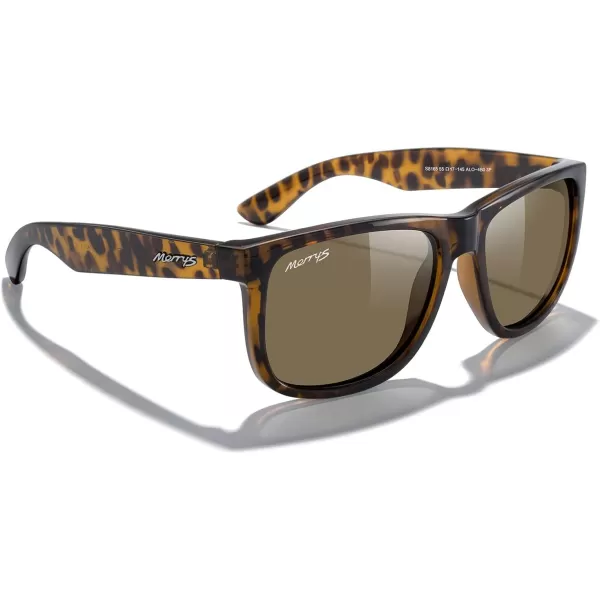 MERRYS Mens Rectangular Polarized Sunglasses UV400 Protection for Driving Fishing Hiking Golf Outdoor Sport Glasses S8165Leopard FrameBrown Lens