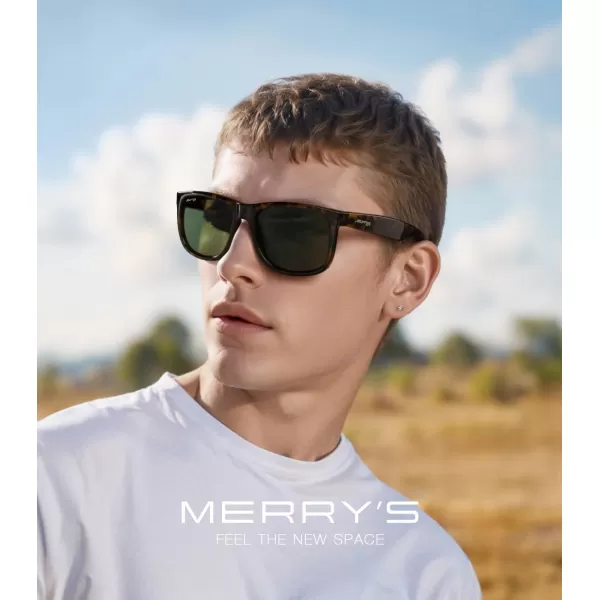 MERRYS Mens Rectangular Polarized Sunglasses UV400 Protection for Driving Fishing Hiking Golf Outdoor Sport Glasses S8165Leopard FrameG15 Lens
