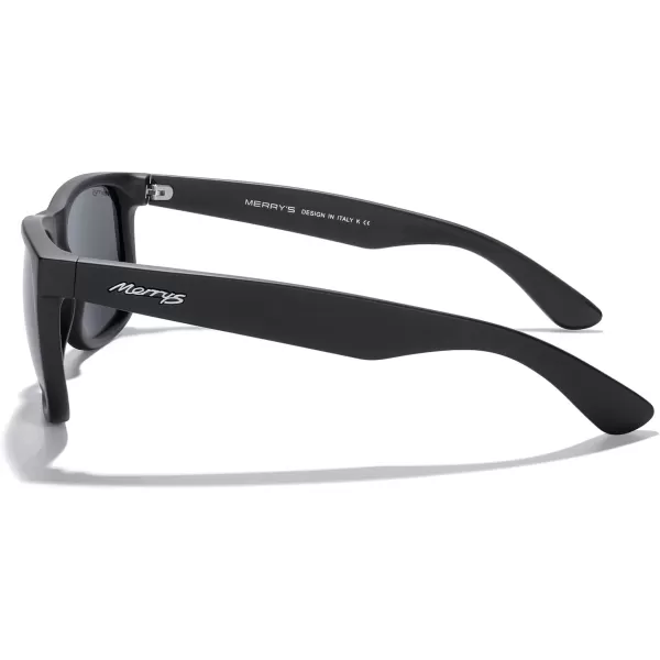 MERRYS Mens Rectangular Polarized Sunglasses UV400 Protection for Driving Fishing Hiking Golf Outdoor Sport Glasses S8165Matte Black FrameBlack Lens