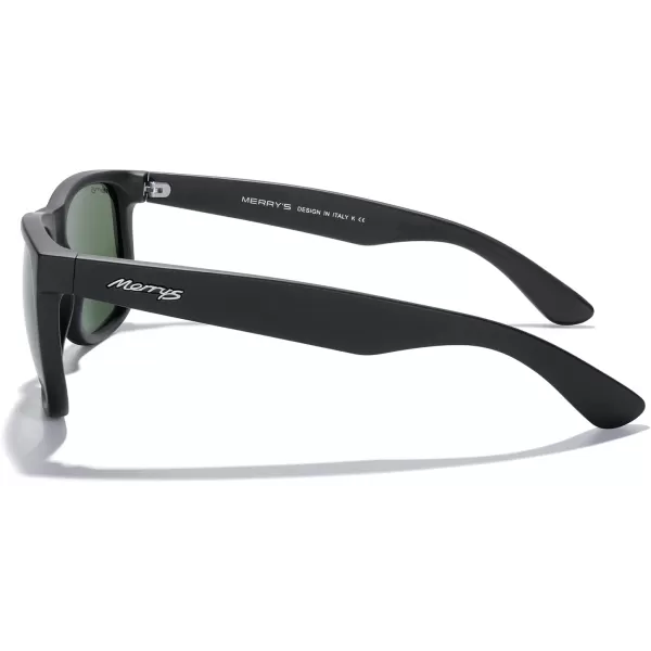 MERRYS Mens Rectangular Polarized Sunglasses UV400 Protection for Driving Fishing Hiking Golf Outdoor Sport Glasses S8165Matte Black FrameG15 Lens
