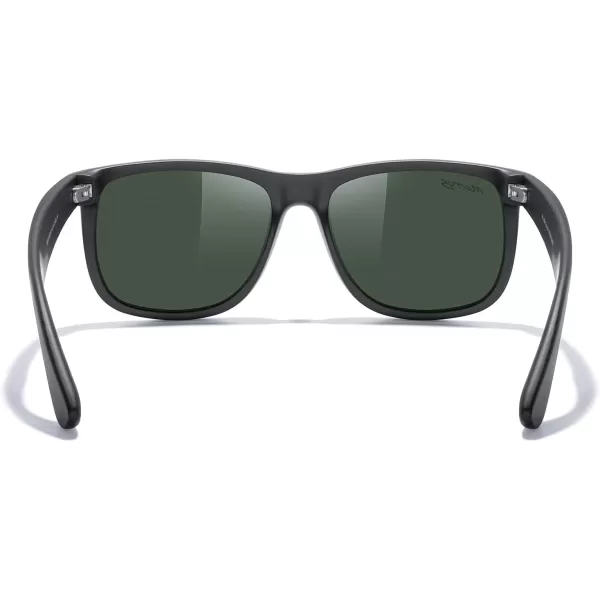 MERRYS Mens Rectangular Polarized Sunglasses UV400 Protection for Driving Fishing Hiking Golf Outdoor Sport Glasses S8165Matte Black FrameG15 Lens