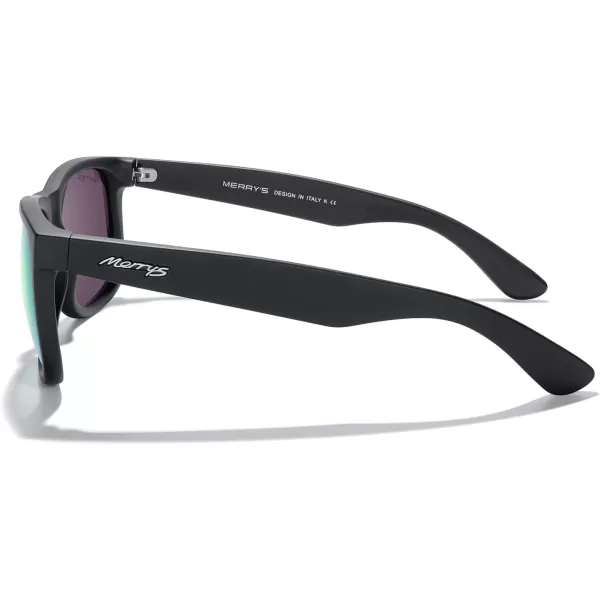 MERRYS Mens Rectangular Polarized Sunglasses UV400 Protection for Driving Fishing Hiking Golf Outdoor Sport Glasses S8165Matte Black FrameGreen Mirror Lens
