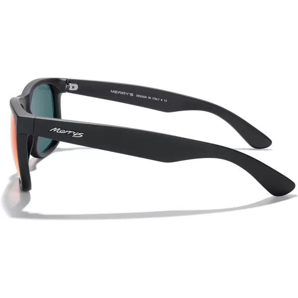 MERRYS Mens Rectangular Polarized Sunglasses UV400 Protection for Driving Fishing Hiking Golf Outdoor Sport Glasses S8165Matte Black FrameRed Mirror Lens