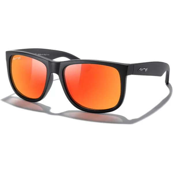 MERRYS Mens Rectangular Polarized Sunglasses UV400 Protection for Driving Fishing Hiking Golf Outdoor Sport Glasses S8165Matte Black FrameRed Mirror Lens