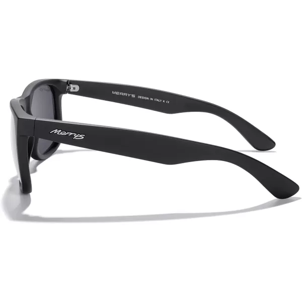 MERRYS Mens Rectangular Polarized Sunglasses UV400 Protection for Driving Fishing Hiking Golf Outdoor Sport Glasses S8165Matte Black FrameSilver Mirror Lens