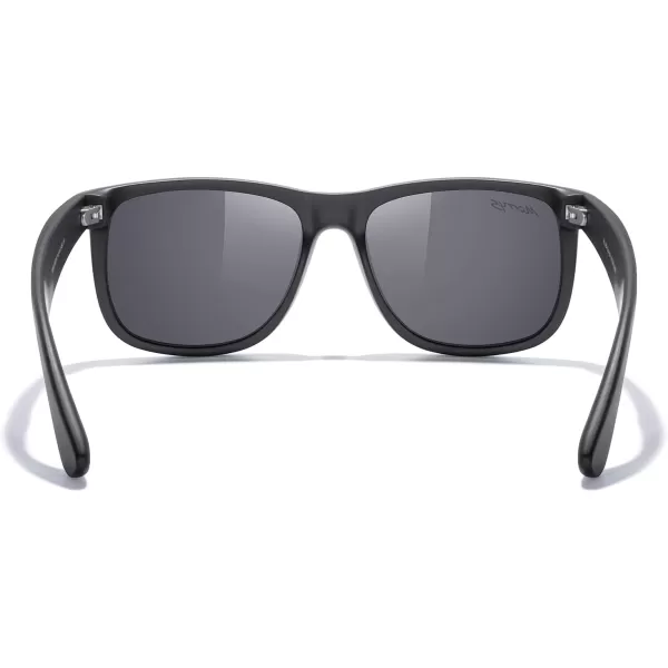 MERRYS Mens Rectangular Polarized Sunglasses UV400 Protection for Driving Fishing Hiking Golf Outdoor Sport Glasses S8165Matte Black FrameSilver Mirror Lens
