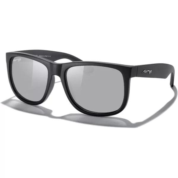 MERRYS Mens Rectangular Polarized Sunglasses UV400 Protection for Driving Fishing Hiking Golf Outdoor Sport Glasses S8165Matte Black FrameSilver Mirror Lens
