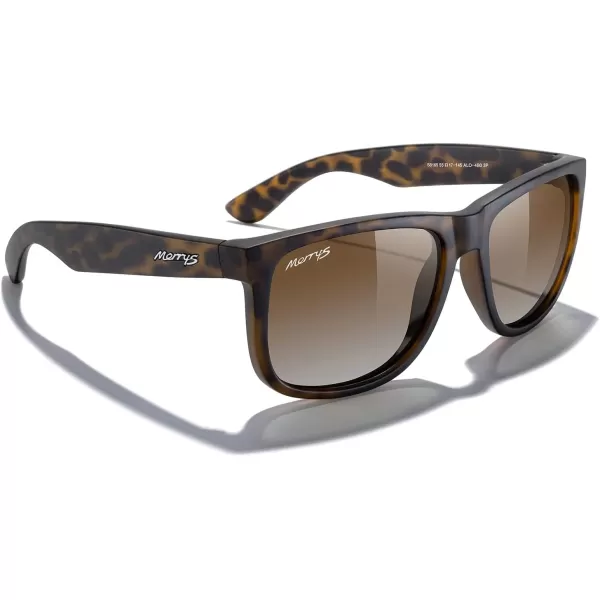 MERRYS Mens Rectangular Polarized Sunglasses UV400 Protection for Driving Fishing Hiking Golf Outdoor Sport Glasses S8165Matte Leopard FrameBrown Gradient Lens