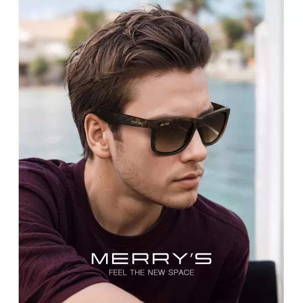 MERRYS Mens Rectangular Polarized Sunglasses UV400 Protection for Driving Fishing Hiking Golf Outdoor Sport Glasses S8165Matte Leopard FrameBrown Gradient Lens