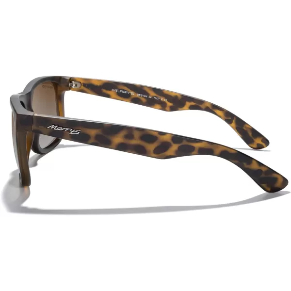 MERRYS Mens Rectangular Polarized Sunglasses UV400 Protection for Driving Fishing Hiking Golf Outdoor Sport Glasses S8165Matte Leopard FrameBrown Gradient Lens