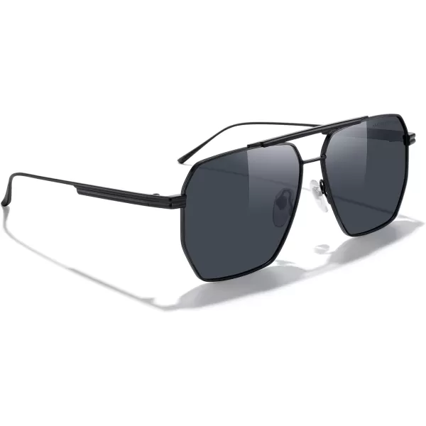 MERRYS Oversized Polarized Square Sunglasses for Women Men Vintage Retro Shades UV400 Classic Large Metal Sun GlassesBlack FrameBlack Lens