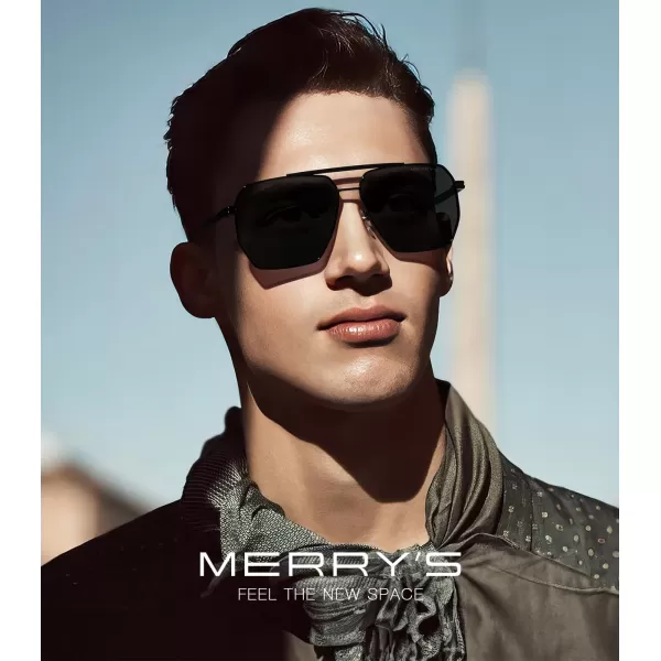 MERRYS Oversized Polarized Square Sunglasses for Women Men Vintage Retro Shades UV400 Classic Large Metal Sun GlassesBlack FrameBlack Lens