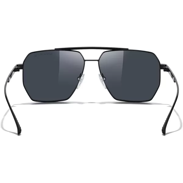 MERRYS Oversized Polarized Square Sunglasses for Women Men Vintage Retro Shades UV400 Classic Large Metal Sun GlassesBlack FrameBlack Lens